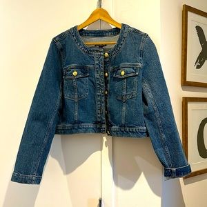 JCrew never worn cropped jean jacket with scoop neck